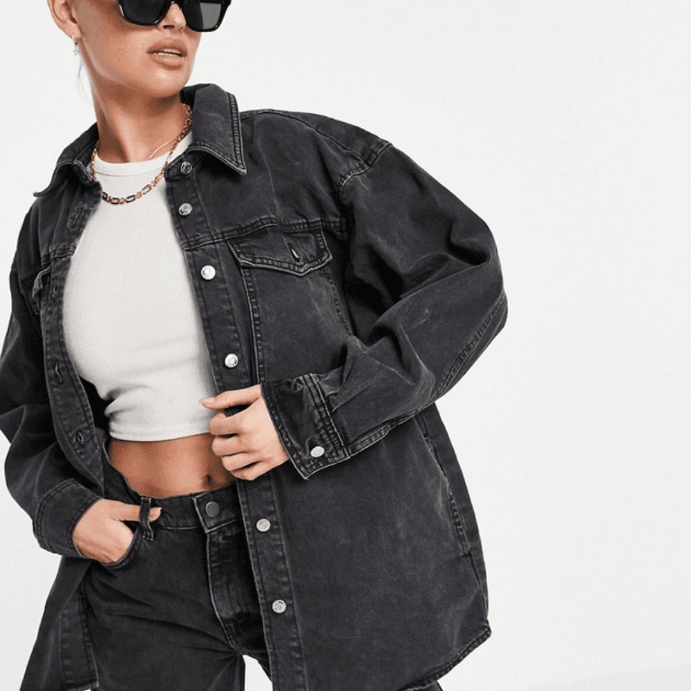 COPY - ASOS CURVE PLUS SIZE DENIM SHERPA LINED SHACKET NEW TAGS
